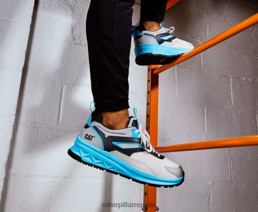 strømlinjeforme arbeidssko i karbonkompositt med tå Caterpillar menn DLL62883 lys hvit/blå | arbeidssko