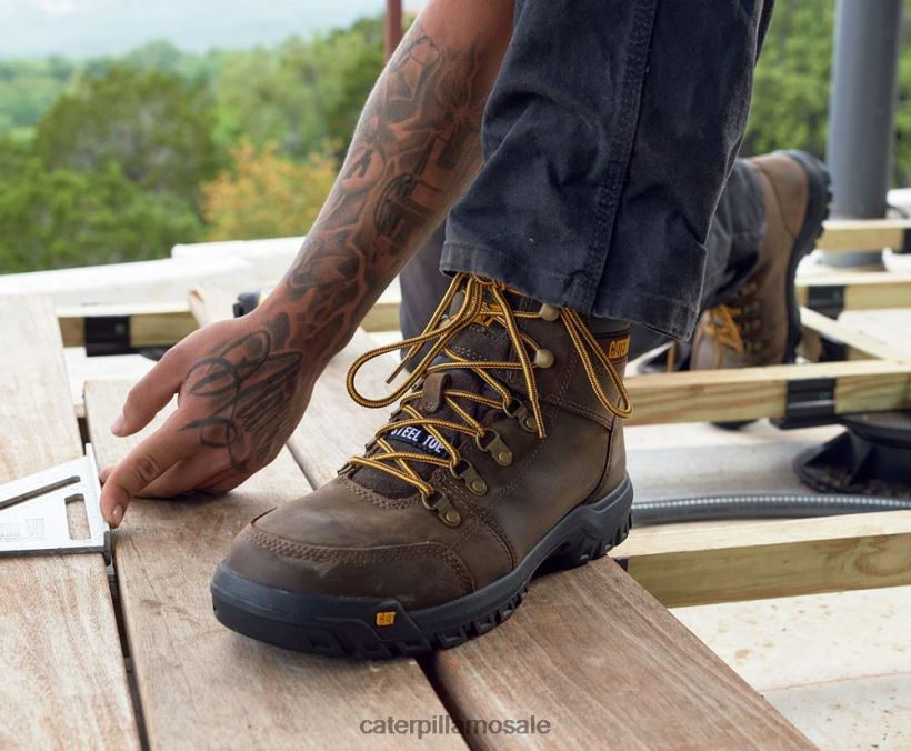 outline ståltå arbeidsstøvel Caterpillar menn DLL62866 mørk måkegrå | arbeidsstøvler