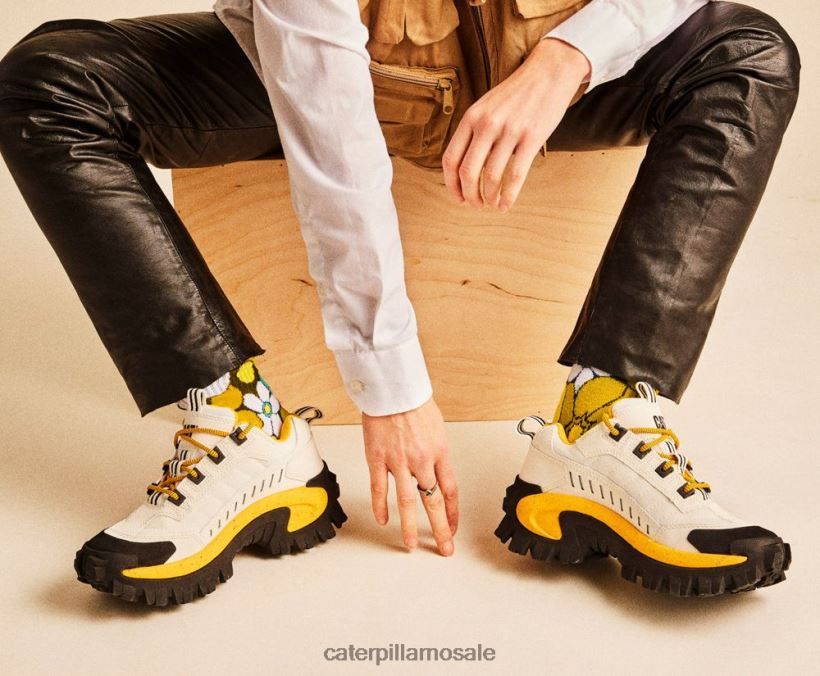 inntrenger sko Caterpillar menn DLL628131 hvit/gul | uformelle chunky joggesko